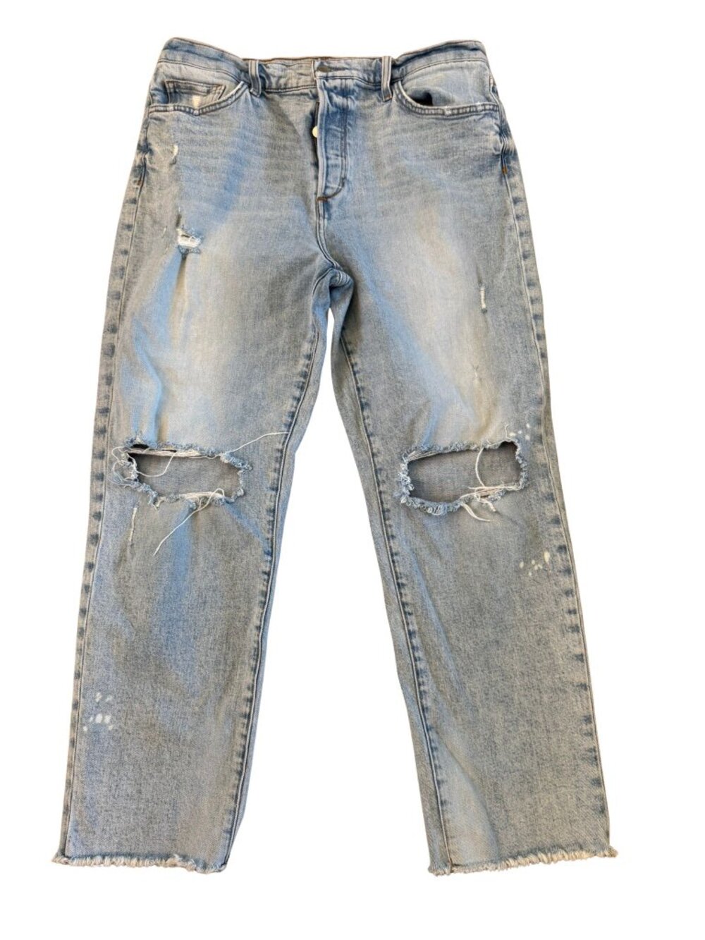 Joe's Jeans High Rise Straight Distressed Jeans Light Wash Raw Hem Size 29
